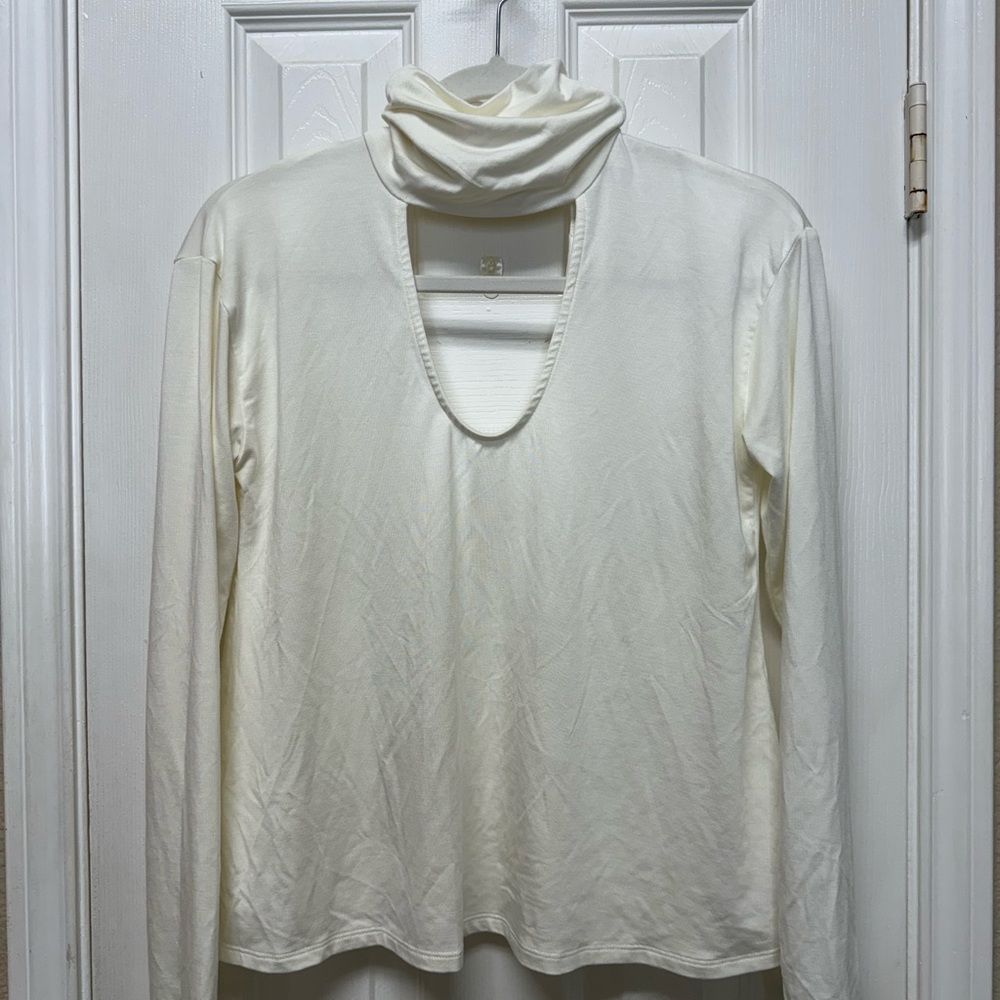 Elegant Cream Long Sleeve Women's Top